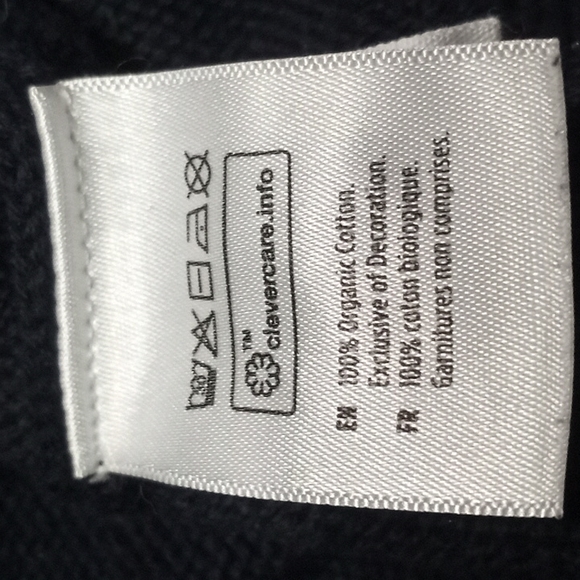 Tentree Organic Cotton 3/4 faux wood button down navy knit sweater - Picture 5 of 6